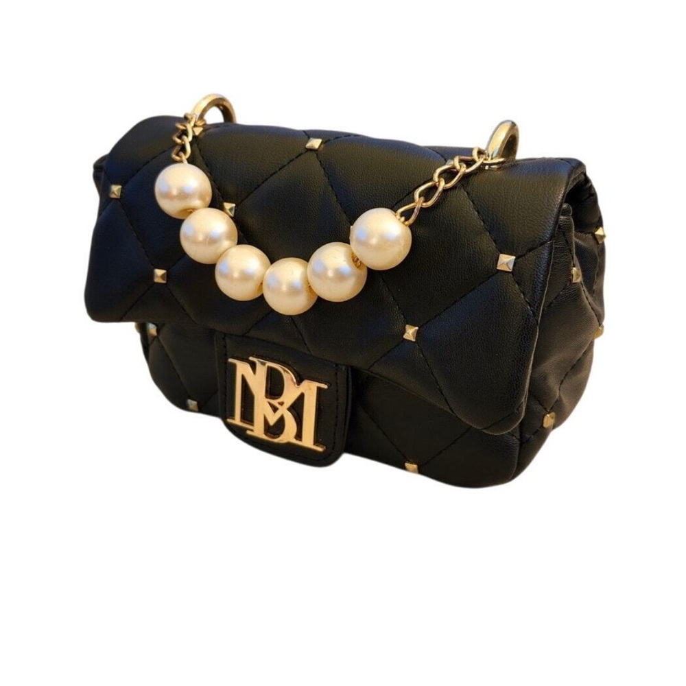 BADGLEY MISCHKA VEGAN LEATHER CLUTCH BAG PEARL HANDLE PURSE